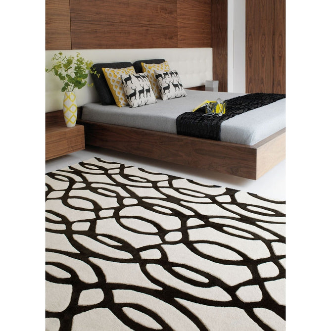 Matrix MAX35 Wire Modern Geometric Hand-Woven High-Density Soft Textured Shimmer Wool & Viscose Blend White/Black Runner-Asiatic Carpets-Rug Love - The Most Loved Rug Store