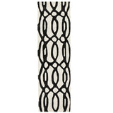 Matrix MAX35 Wire Modern Geometric Hand-Woven High-Density Soft Textured Shimmer Wool & Viscose Blend White/Black Runner