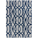 Matrix MAX36 Wire Modern Geometric Hand-Woven High-Density Soft Textured Shimmer Wool & Viscose Mix Soft Grey/Navy Blue Rug