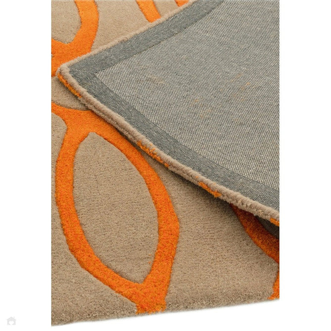 Matrix MAX37 Wire Modern Geometric Hand-Woven High-Density Soft Textured Shimmer Wool & Viscose Blend Warm Beige/Burnt Orange Runner-Asiatic Carpets-Rug Love - The Most Loved Rug Store