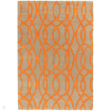 Matrix MAX37 Wire Modern Geometric Hand-Woven High-Density Soft Textured Wool&Viscose Mix Orange/Beige/Light Brown Rug