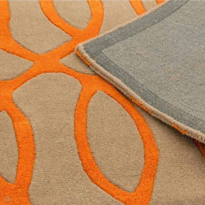 Matrix MAX37 Wire Modern Geometric Hand-Woven High-Density Soft Textured Wool&Viscose Mix Orange/Beige/Light Brown Runner-Asiatic Carpets-Rug Love - The Most Loved Rug Store