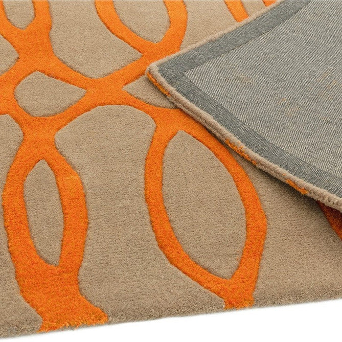 Matrix MAX37 Wire Modern Geometric Hand-Woven High-Density Soft Textured Wool&Viscose Mix Orange/Beige/Light Brown Runner-Asiatic Carpets-Rug Love - The Most Loved Rug Store
