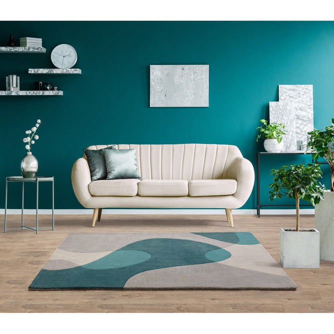 Matrix MAX57 Arc Modern Geometric Hand-Woven High-Density Soft Textured Shimmer Wool & Viscose Blend Teal/Multi Rug-Asiatic Carpets-Rug Love - The Most Loved Rug Store