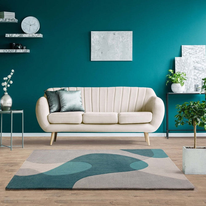 Matrix MAX57 Arc Modern Geometric Hand-Woven High-Density Soft Textured Wool&Viscose Mix Teal/Multi Rug-Asiatic Carpets-Rug Love - The Most Loved Rug Store