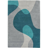 Matrix MAX57 Arc Modern Geometric Hand-Woven High-Density Soft Textured Wool&Viscose Mix Teal/Multi Rug