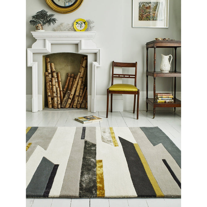 Matrix MAX62 Rhombus Modern Geometric Hand-Woven High-Density Soft Textured Shimmer Wool & Viscose Blend Mustard/Multi Rug-Asiatic Carpets-Rug Love - The Most Loved Rug Store