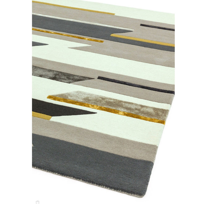Matrix MAX62 Rhombus Modern Geometric Hand-Woven High-Density Soft Textured Shimmer Wool & Viscose Blend Mustard/Multi Rug-Asiatic Carpets-Rug Love - The Most Loved Rug Store