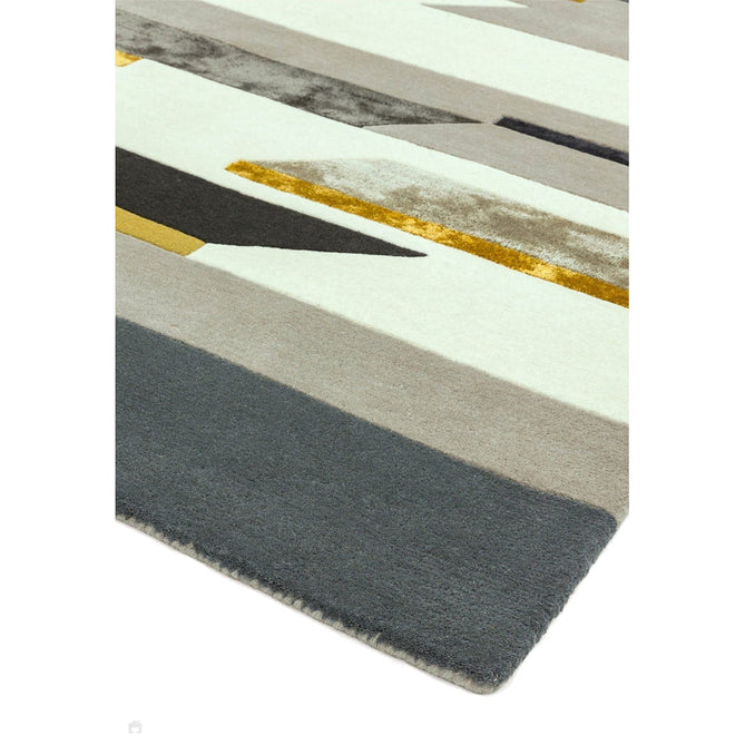 Matrix MAX62 Rhombus Modern Geometric Hand-Woven High-Density Soft Textured Shimmer Wool & Viscose Blend Mustard/Multi Rug-Asiatic Carpets-Rug Love - The Most Loved Rug Store