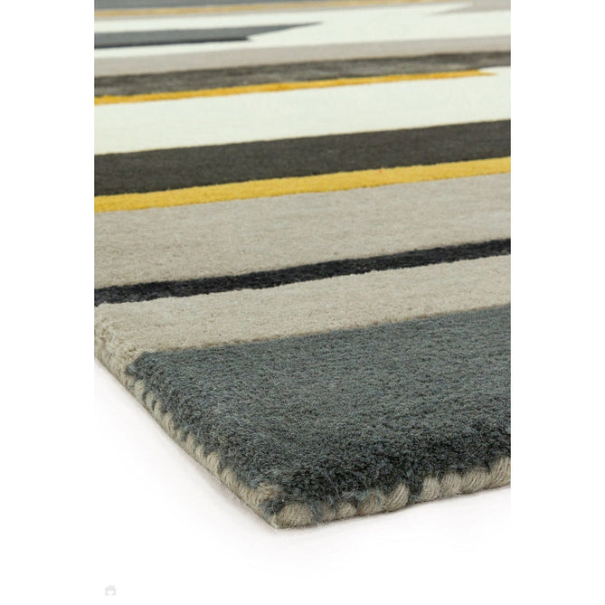 Matrix MAX62 Rhombus Modern Geometric Hand-Woven High-Density Soft Textured Shimmer Wool & Viscose Blend Mustard/Multi Rug-Asiatic Carpets-Rug Love - The Most Loved Rug Store