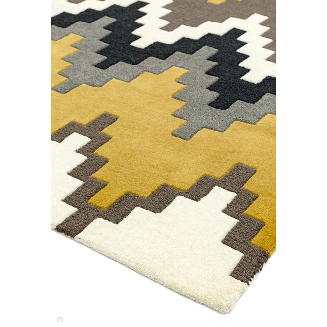 Matrix MAX69 Cuzzo Modern Geometric Hand-Woven High-Density Soft Textured Wool&Viscose Mix Mustard/Multi Rug-Asiatic Carpets-Rug Love - The Most Loved Rug Store