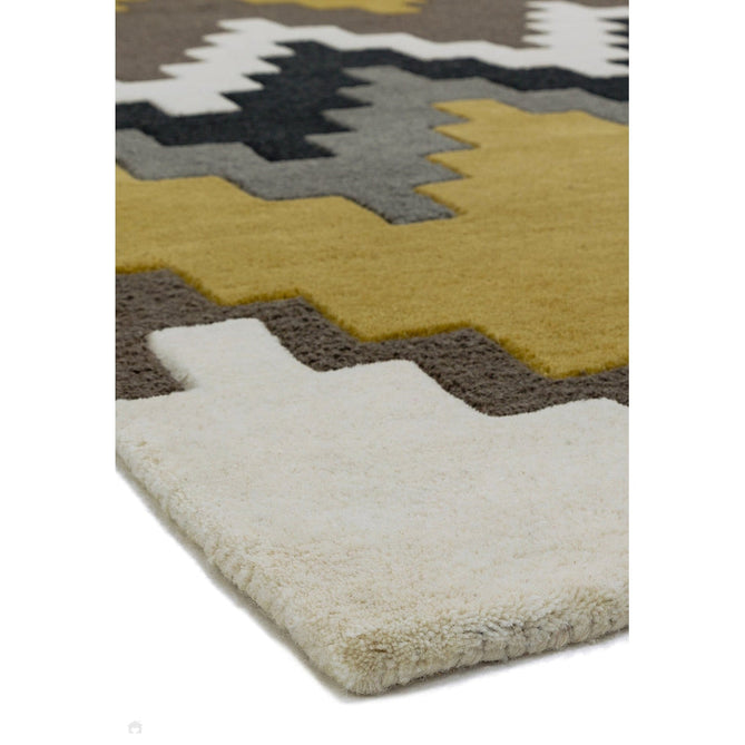 Matrix MAX69 Cuzzo Modern Geometric Hand-Woven High-Density Soft Textured Wool&Viscose Mix Mustard/Multi Rug-Asiatic Carpets-Rug Love - The Most Loved Rug Store