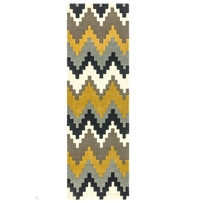 Matrix MAX69 Cuzzo Modern Geometric Hand-Woven High-Density Soft Textured Wool&Viscose Mix Mustard/Multi Rug-Asiatic Carpets-Rug Love - The Most Loved Rug Store