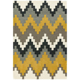 Matrix MAX69 Cuzzo Modern Geometric Hand-Woven High-Density Soft Textured Wool&Viscose Mix Mustard/Multi Rug