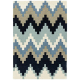 Matrix MAX70 Cuzzo Modern Geometric Hand-Woven High-Density Soft Textured Wool&Viscose Mix Blue/Multi Rug