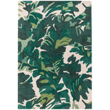 Matrix MAX73 Palm Modern Floral Abstract Hand-Woven High-Density Soft Textured Wool&Viscose Mix Green/Multi Rug