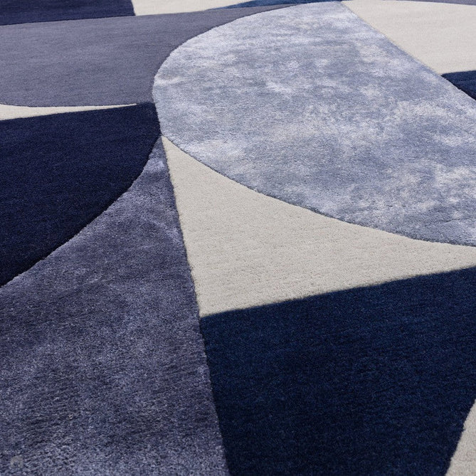 Matrix MAX74 Oval Modern Geometric Metallic Shimmer Hand-Woven High-Density Soft Textured Shimmer Wool&Viscose Blend Deep Indigo Blue/Navy/Steel Blue/Slate Grey/Charcoal Rug-Asiatic Carpets-Rug Love - The Most Loved Rug Store