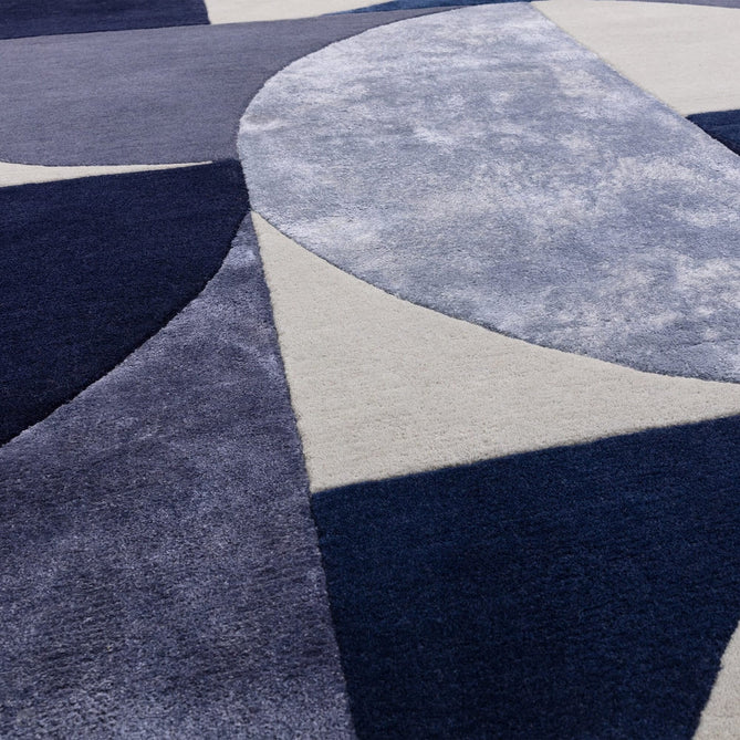 Matrix MAX74 Oval Modern Geometric Metallic Shimmer Hand-Woven High-Density Soft Textured Shimmer Wool&Viscose Blend Deep Indigo Blue/Navy/Steel Blue/Slate Grey/Charcoal Rug-Asiatic Carpets-Rug Love - The Most Loved Rug Store