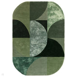 Matrix MAX75 Oval Modern Geometric Hand-Woven High-Density Soft Textured Wool&Viscose Mix Forest Green Rug