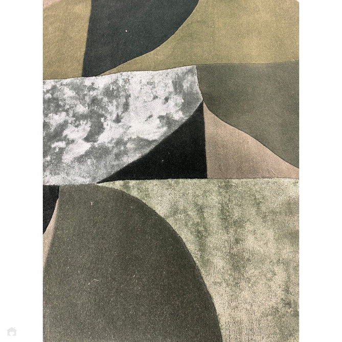 Matrix MAX75 Oval Modern Geometric Metallic Shimmer Hand-Woven High-Density Soft Textured Shimmer Wool&Viscose Blend Forest Green/Emerald/Olive/Moss/Charcoal Green Rug-Asiatic Carpets-Rug Love - The Most Loved Rug Store
