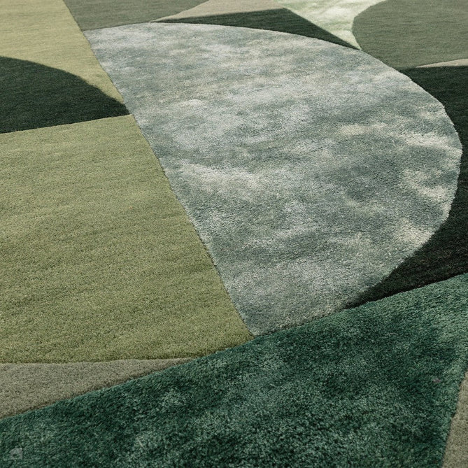 Matrix MAX75 Oval Modern Geometric Metallic Shimmer Hand-Woven High-Density Soft Textured Shimmer Wool&Viscose Blend Forest Green/Emerald/Olive/Moss/Charcoal Green Rug-Asiatic Carpets-Rug Love - The Most Loved Rug Store