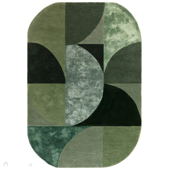 Matrix MAX75 Oval Modern Geometric Metallic Shimmer Hand-Woven High-Density Soft Textured Shimmer Wool&Viscose Blend Forest Green/Emerald/Olive/Moss/Charcoal Green Rug-Asiatic Carpets-Rug Love - The Most Loved Rug Store