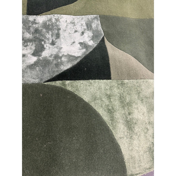 Matrix MAX75 Oval Modern Geometric Metallic Shimmer Hand-Woven High-Density Soft Textured Shimmer Wool&Viscose Blend Forest Green/Emerald/Olive/Moss/Charcoal Green Rug-Asiatic Carpets-Rug Love - The Most Loved Rug Store
