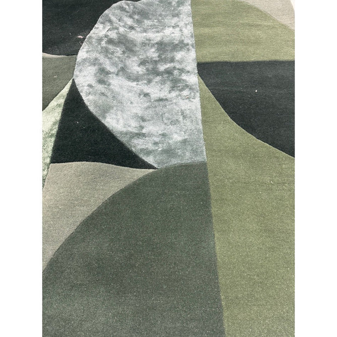 Matrix MAX75 Oval Modern Geometric Metallic Shimmer Hand-Woven High-Density Soft Textured Shimmer Wool&Viscose Blend Forest Green/Emerald/Olive/Moss/Charcoal Green Rug-Asiatic Carpets-Rug Love - The Most Loved Rug Store