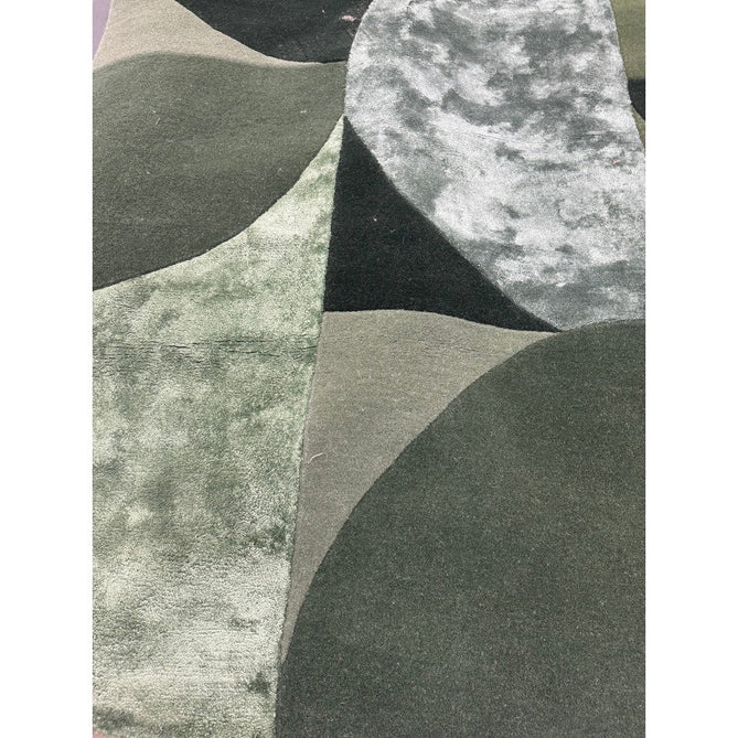 Matrix MAX75 Oval Modern Geometric Metallic Shimmer Hand-Woven High-Density Soft Textured Shimmer Wool&Viscose Blend Forest Green/Emerald/Olive/Moss/Charcoal Green Rug-Asiatic Carpets-Rug Love - The Most Loved Rug Store
