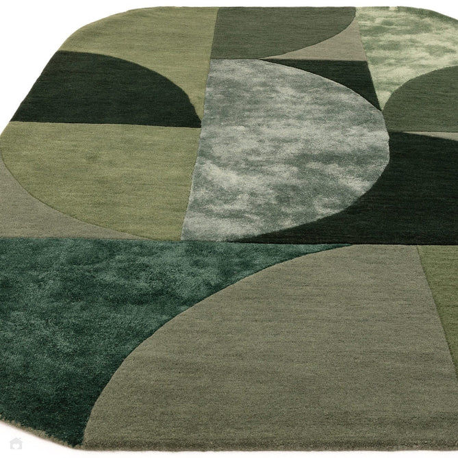 Matrix MAX75 Oval Modern Geometric Metallic Shimmer Hand-Woven High-Density Soft Textured Shimmer Wool&Viscose Blend Forest Green/Emerald/Olive/Moss/Charcoal Green Rug-Asiatic Carpets-Rug Love - The Most Loved Rug Store