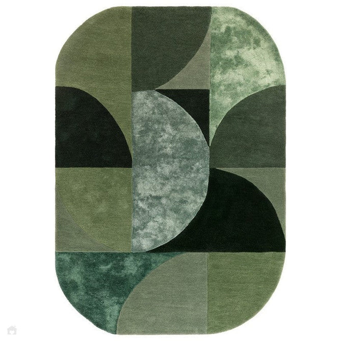 Matrix MAX75 Oval Modern Geometric Metallic Shimmer Hand-Woven High-Density Soft Textured Shimmer Wool&Viscose Blend Forest Green/Emerald/Olive/Moss/Charcoal Green Rug-Asiatic Carpets-Rug Love - The Most Loved Rug Store