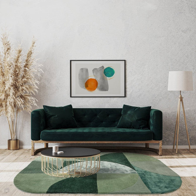 Matrix MAX75 Oval Modern Geometric Metallic Shimmer Hand-Woven High-Density Soft Textured Wool&Viscose Blend Forest Green Rug-Asiatic Carpets-Rug Love - The Most Loved Rug Store