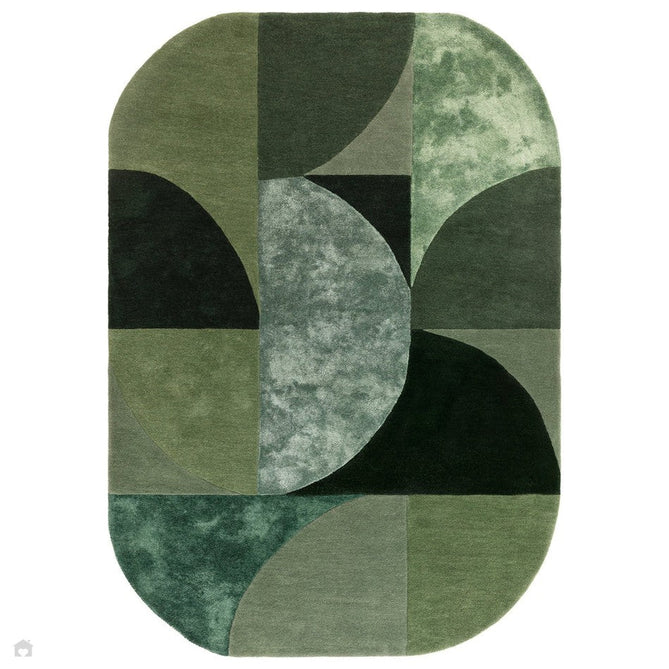 Matrix MAX75 Oval Modern Geometric Metallic Shimmer Hand-Woven High-Density Soft Textured Wool&Viscose Blend Forest Green Rug-Asiatic Carpets-Rug Love - The Most Loved Rug Store