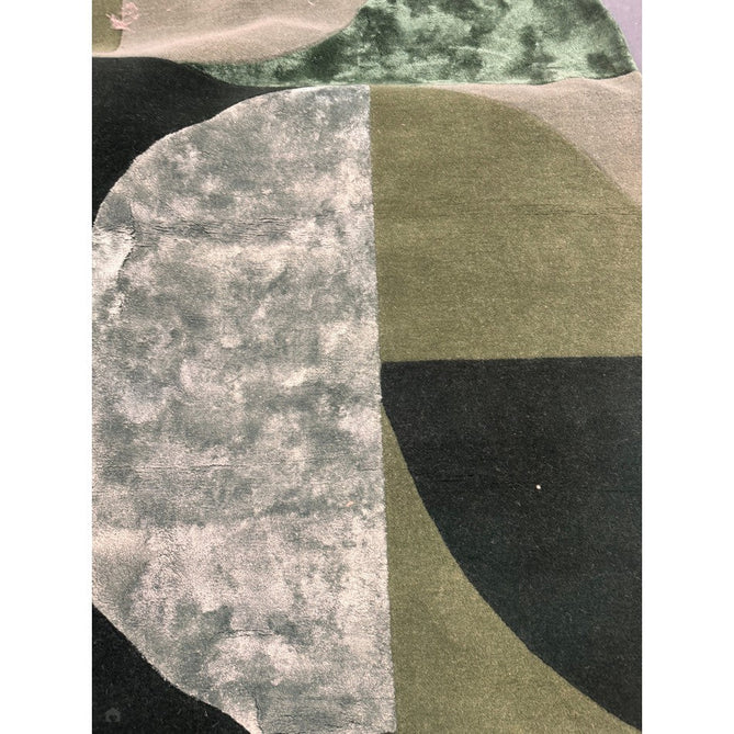 Matrix MAX75 Oval Modern Geometric Metallic Shimmer Hand-Woven High-Density Soft Textured Wool&Viscose Blend Forest Green Rug-Asiatic Carpets-Rug Love - The Most Loved Rug Store