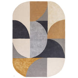 Matrix MAX76 Oval Modern Geometric Hand-Woven High-Density Soft Textured Wool&Viscose Mix Sunset Yellow Rug