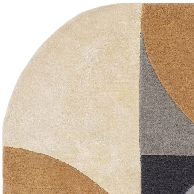 Matrix MAX76 Oval Modern Geometric Metallic Shimmer Hand-Woven High-Density Soft Textured Shimmer Wool&Viscose Blend Sunset Yellow/Muted Ochre/Charcoal/Grey/Beige/Ivory Rug-Asiatic Carpets-Rug Love - The Most Loved Rug Store