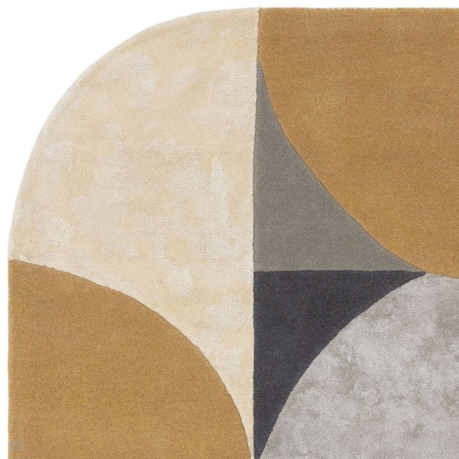 Matrix MAX76 Oval Modern Geometric Metallic Shimmer Hand-Woven High-Density Soft Textured Shimmer Wool&Viscose Blend Sunset Yellow/Muted Ochre/Charcoal/Grey/Beige/Ivory Rug-Asiatic Carpets-Rug Love - The Most Loved Rug Store