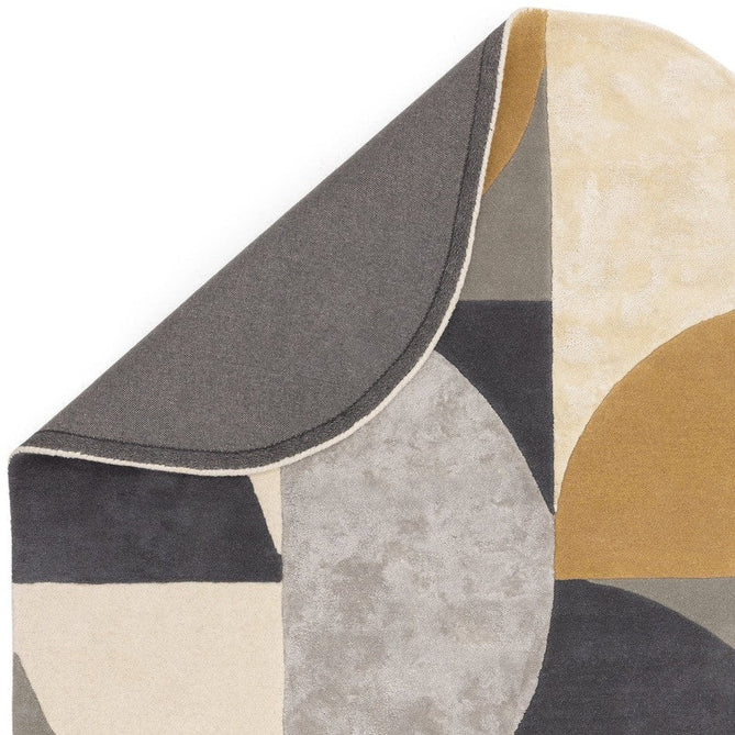 Matrix MAX76 Oval Modern Geometric Metallic Shimmer Hand-Woven High-Density Soft Textured Shimmer Wool&Viscose Blend Sunset Yellow/Muted Ochre/Charcoal/Grey/Beige/Ivory Rug-Asiatic Carpets-Rug Love - The Most Loved Rug Store