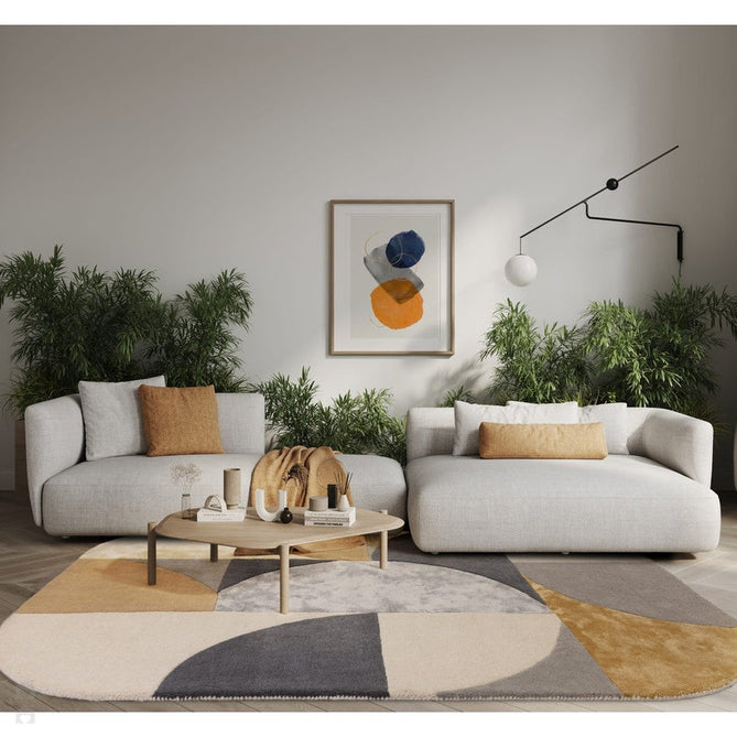 Matrix MAX76 Oval Modern Geometric Metallic Shimmer Hand-Woven High-Density Soft Textured Shimmer Wool&Viscose Blend Sunset Yellow/Muted Ochre/Charcoal/Grey/Beige/Ivory Rug-Asiatic Carpets-Rug Love - The Most Loved Rug Store