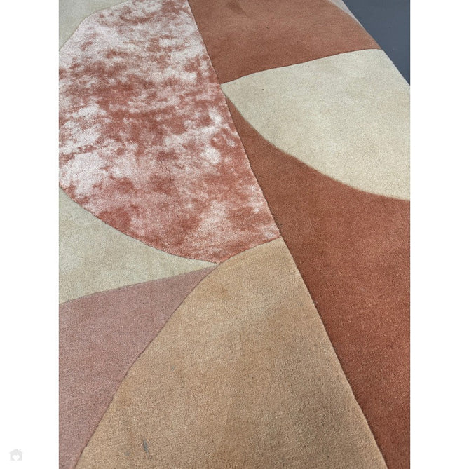 Matrix MAX78 Oval Modern Geometric Metallic Shimmer Hand-Woven High-Density Soft Textured Shimmer Wool&Viscose Blend Earth Brown/Terracotta/Blush/Peach/Sandy Beige/Ivory Rug-Asiatic Carpets-Rug Love - The Most Loved Rug Store