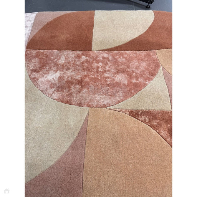 Matrix MAX78 Oval Modern Geometric Metallic Shimmer Hand-Woven High-Density Soft Textured Shimmer Wool&Viscose Blend Earth Brown/Terracotta/Blush/Peach/Sandy Beige/Ivory Rug-Asiatic Carpets-Rug Love - The Most Loved Rug Store