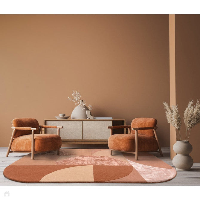 Matrix MAX78 Oval Modern Geometric Metallic Shimmer Hand-Woven High-Density Soft Textured Shimmer Wool&Viscose Blend Earth Brown/Terracotta/Blush/Peach/Sandy Beige/Ivory Rug-Asiatic Carpets-Rug Love - The Most Loved Rug Store