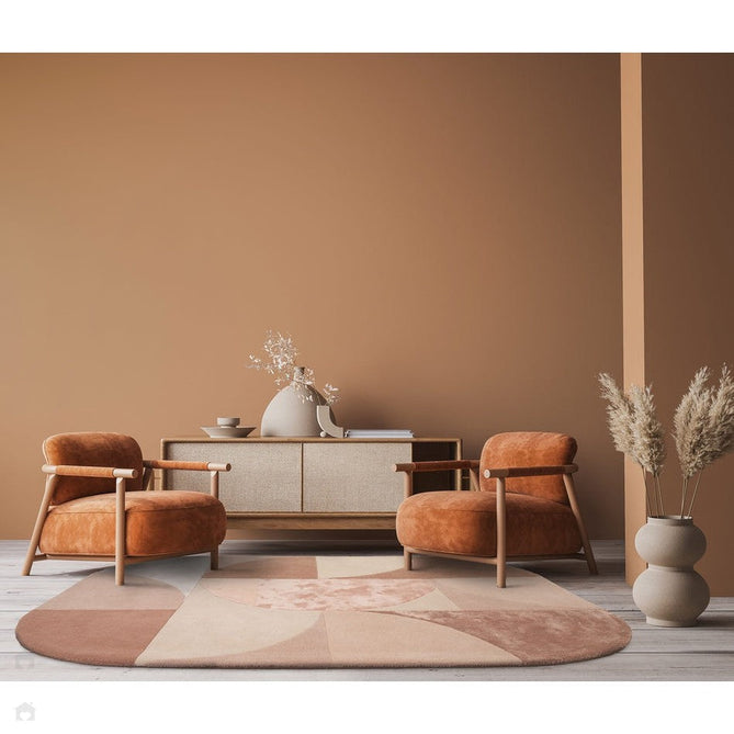 Matrix MAX78 Oval Modern Geometric Metallic Shimmer Hand-Woven High-Density Soft Textured Shimmer Wool&Viscose Blend Earth Brown/Terracotta/Blush/Peach/Sandy Beige/Ivory Rug-Asiatic Carpets-Rug Love - The Most Loved Rug Store