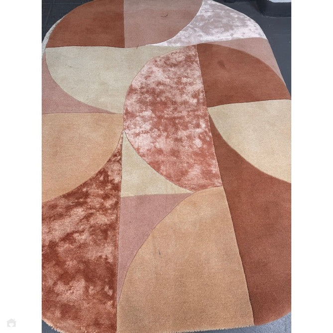 Matrix MAX78 Oval Modern Geometric Metallic Shimmer Hand-Woven High-Density Soft Textured Shimmer Wool&Viscose Blend Earth Brown/Terracotta/Blush/Peach/Sandy Beige/Ivory Rug-Asiatic Carpets-Rug Love - The Most Loved Rug Store