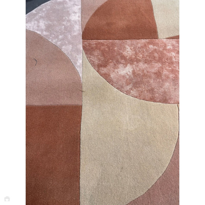 Matrix MAX78 Oval Modern Geometric Metallic Shimmer Hand-Woven High-Density Soft Textured Shimmer Wool&Viscose Blend Earth Brown/Terracotta/Blush/Peach/Sandy Beige/Ivory Rug-Asiatic Carpets-Rug Love - The Most Loved Rug Store