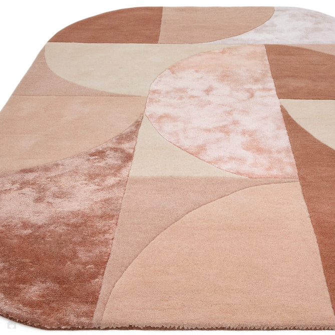 Matrix MAX78 Oval Modern Geometric Metallic Shimmer Hand-Woven High-Density Soft Textured Shimmer Wool&Viscose Blend Earth Brown/Terracotta/Blush/Peach/Sandy Beige/Ivory Rug-Asiatic Carpets-Rug Love - The Most Loved Rug Store