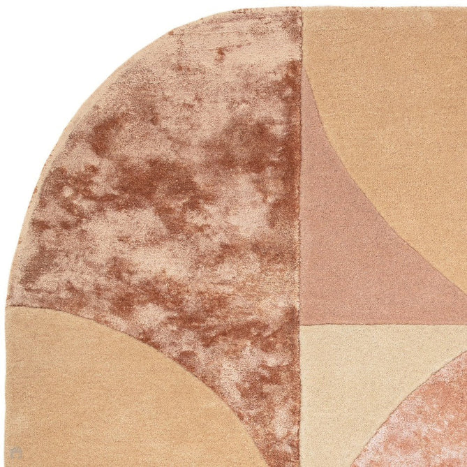 Matrix MAX78 Oval Modern Geometric Metallic Shimmer Hand-Woven High-Density Soft Textured Shimmer Wool&Viscose Blend Earth Brown/Terracotta/Blush/Peach/Sandy Beige/Ivory Rug-Asiatic Carpets-Rug Love - The Most Loved Rug Store