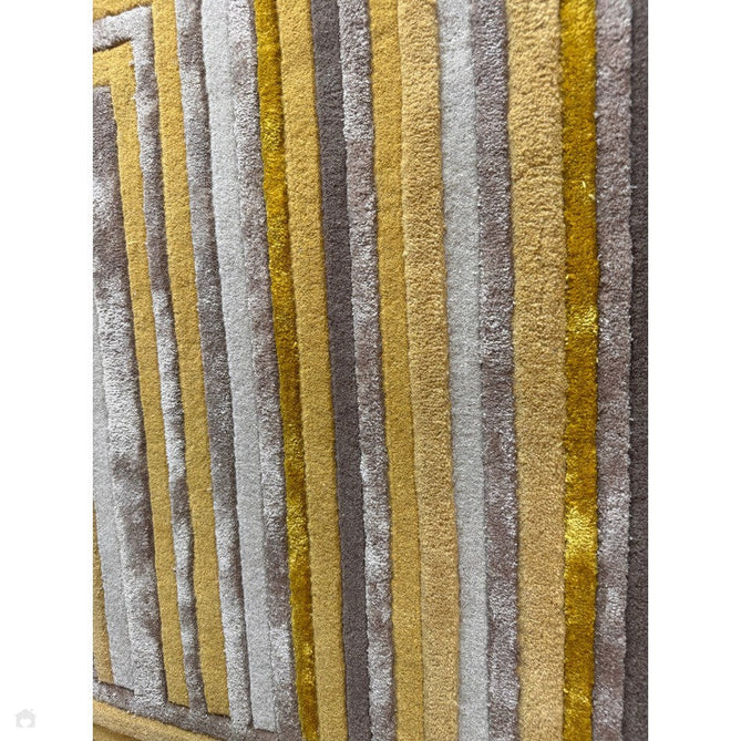Matrix MAX79 Network Modern Geometric Hand-Woven High-Density Soft Textured Shimmer Wool & Viscose Blend Soft Beige/Warm Gold/Mustard/Muted Taupe/Rich Brown Rug-Asiatic Carpets-Rug Love - The Most Loved Rug Store
