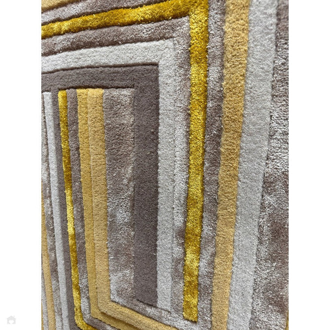 Matrix MAX79 Network Modern Geometric Hand-Woven High-Density Soft Textured Shimmer Wool & Viscose Blend Soft Beige/Warm Gold/Mustard/Muted Taupe/Rich Brown Rug-Asiatic Carpets-Rug Love - The Most Loved Rug Store