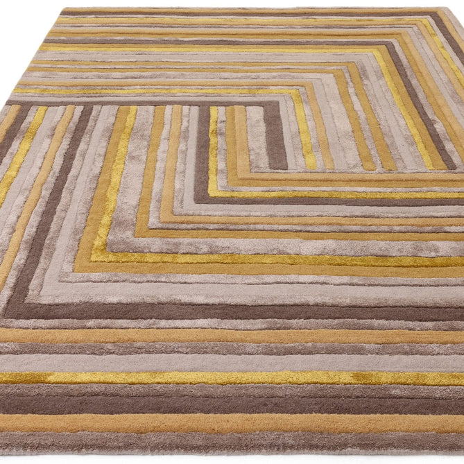 Matrix MAX79 Network Modern Geometric Hand-Woven High-Density Soft Textured Shimmer Wool & Viscose Blend Soft Beige/Warm Gold/Mustard/Muted Taupe/Rich Brown Rug-Asiatic Carpets-Rug Love - The Most Loved Rug Store